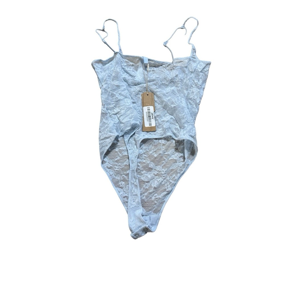 Skims Stretch Lace Sheer Thong Bodysuit - NEW - Medium - Powder Blue - Picture 4 of 5